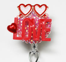 Load image into Gallery viewer, Love And Heart Shaped Glasses Retractable ID Badge Reel