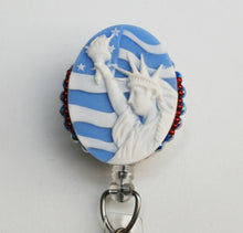 Load image into Gallery viewer, Lady Libery Cameo Retractable ID Badge Reel
