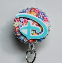 Load image into Gallery viewer, Blue Disney D Retractable ID Badge Reel
