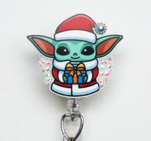 Load image into Gallery viewer, Merry Christmas Yoda Retractable ID Badge Reel