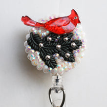 Load image into Gallery viewer, Cardinal Christmas Retractable ID Badge Reel