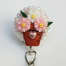 Load image into Gallery viewer, A Pot Of Daisies Retractable ID Badge Reel