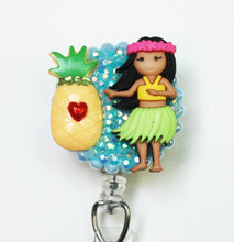 Load image into Gallery viewer, Pineapple Princess Retractable ID Badge Reel