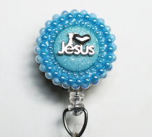 Load image into Gallery viewer, I Heart Jesus Retractable ID Badge Reel