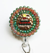 Load image into Gallery viewer, Rhinestone Christmas Tree Retractable ID Badge Reel