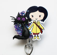 Load image into Gallery viewer, Coraline And Her Black Cat Retractable ID Badge Reel