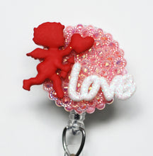 Load image into Gallery viewer, Valentine's Day Red Cupid Retractable ID Badge Reel