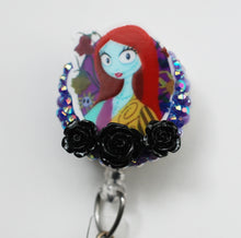 Load image into Gallery viewer, Nightmare Before Christmas Sally Among The Roses Retractable ID Badge Reel