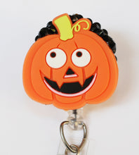 Load image into Gallery viewer, Happy Halloween Pumpkin Face Retractable ID Badge Reel