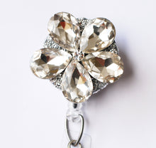 Load image into Gallery viewer, Jeweled Flower Burst Retractable ID Badge Reel
