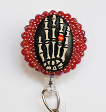 Load image into Gallery viewer, Skeleton Hand Cameo Retractable ID Badge Reel