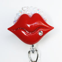 Load image into Gallery viewer, Luscious Red Lips Retractable ID Badge Reel