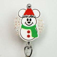 Load image into Gallery viewer, Snowman Mickey Mouse Retractable ID Badge Reel