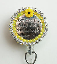 Load image into Gallery viewer, Eat Healthy Sleep Well Retractable ID Badge Reel