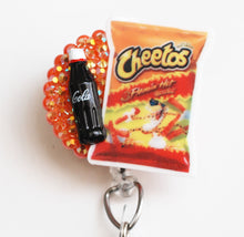 Load image into Gallery viewer, Flaming Hot Snack Retractable ID Badge Reel