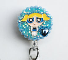 Load image into Gallery viewer, Bubbles Power Puff Girl Retractable ID Badge Reel