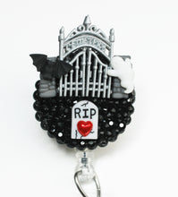 Load image into Gallery viewer, Halloween Cemetery Retractable ID Badge Reel