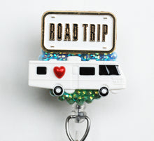Load image into Gallery viewer, I Heart Road Trips Retractable ID Badge Reel