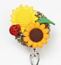 Load image into Gallery viewer, Two Sunflowers Retractable ID Badge Reel