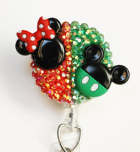 Load image into Gallery viewer, Christmas Minnie And Mickey Silhouettes Retractable ID Badge Reel