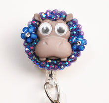 Load image into Gallery viewer, Flower Loving Hippo Retractable ID Badge Reel
