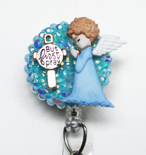 Load image into Gallery viewer, But First Pray Angel Retractable ID Badge Reel
