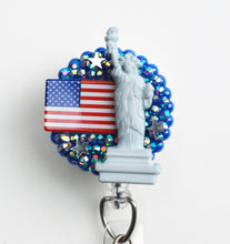 Load image into Gallery viewer, Lady Liberty Retractable ID Badge Reel