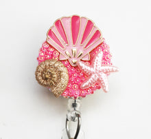 Load image into Gallery viewer, Sea Creatures In The Pink Retractable ID Badge Reel
