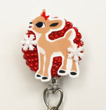 Load image into Gallery viewer, Clarice the Reindeer Retractable ID Badge Reel