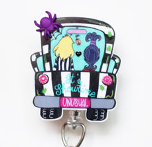 Load image into Gallery viewer, Beetlejuice And Lydia It's ShowTime Retractable ID Badge Reel
