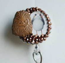 Load image into Gallery viewer, Star Wars Chewbacca And A Porg Retractable ID Badge Reel