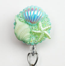 Load image into Gallery viewer, Ocean Creatures On Sea Foam Retractable ID Badge Reel