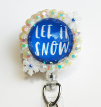 Load image into Gallery viewer, Let It Snow Retractable ID Badge Reel