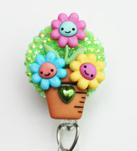 Load image into Gallery viewer, Happy Flowers Retractable ID Badge Reel