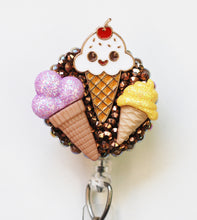 Load image into Gallery viewer, Ice Cream Is My Favorite Retractable ID Badge Reel