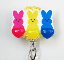 Load image into Gallery viewer, Easter Bunny Peeps Retractable ID Badge Reel