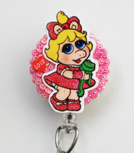 Load image into Gallery viewer, Muppet Babies Miss Piggy And Her Plush Kermit Retractable ID Badge Reel