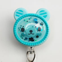 Load image into Gallery viewer, Little Blue Bear Shaker Retractable ID Badge Reel