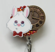 Load image into Gallery viewer, Alice In Wonderland's White Rabbit Retractable ID Badge Reel