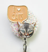 Load image into Gallery viewer, I Heart Cats Retractable ID Badge Reel