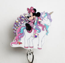 Load image into Gallery viewer, Minnie Mouse Rides Her Magical Unicorn Retractable ID Badge Reel