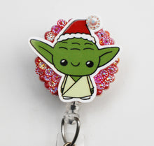 Load image into Gallery viewer, Yoda With Santa Hat Retractable ID Badge Reel