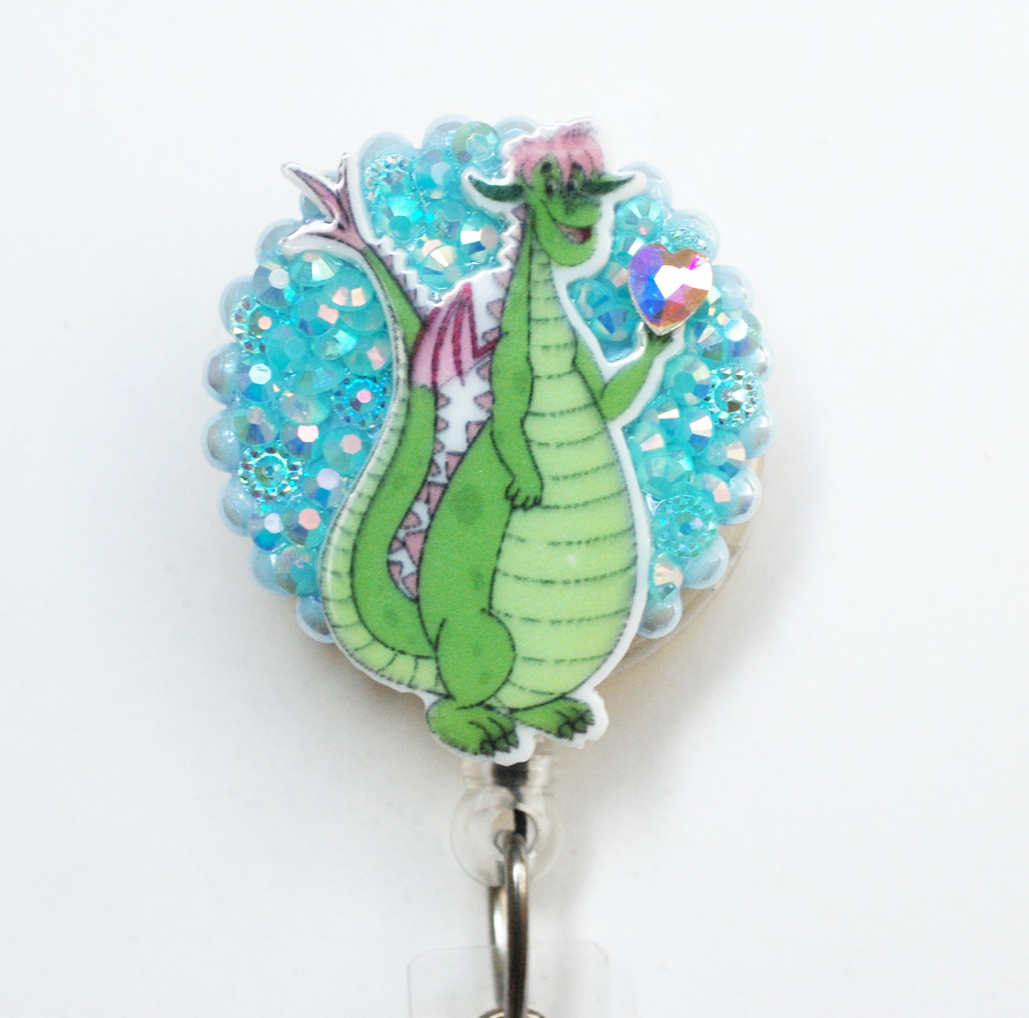 Pete's Dragon Holding A Heart Retractable ID Badge Reel