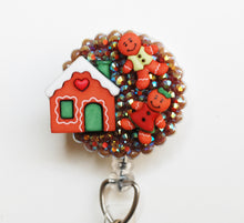 Load image into Gallery viewer, Mr And Mrs Gingerbread And Their House Retractable ID Badge Reel