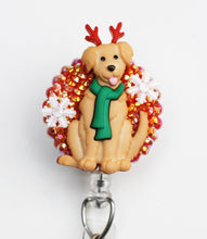 Load image into Gallery viewer, Winter Ready Tan Dog Retractable ID Badge Reel