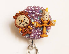 Load image into Gallery viewer, Beauty And The Beast's Cogsworth And Lumiere Retractable ID Badge Reel