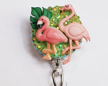 Load image into Gallery viewer, Flamingo Stroll Retractable ID Badge Reel