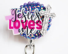 Load image into Gallery viewer, Jesus Loves Me Retractable ID Badge Reel