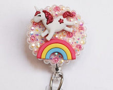 Load image into Gallery viewer, Leaping Unicorn Retractable ID Badge Reel
