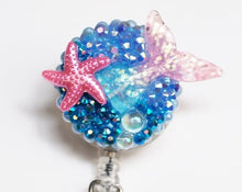Load image into Gallery viewer, Mermaid Tail In Pink Retractable ID Badge Reel